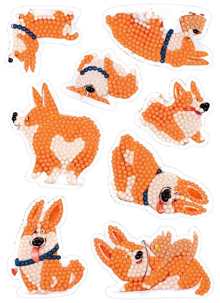 Кристальная мозаика Фрея наклейки Корги, 14x19.5 см
