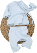 Фотография товара Комплект для новорожденного рубашечка+штанишки KiDi Kids, муслин, голубой, лето р. 22 рост 68-74 см