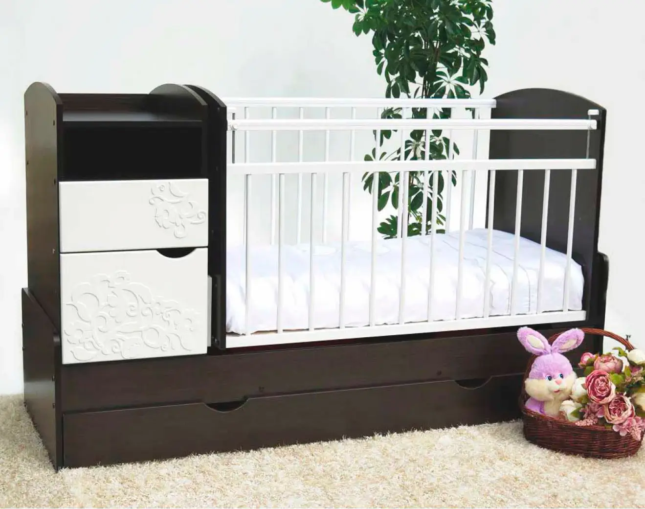 Кровать-трансформер Островок уюта Элис Виола венге-белый