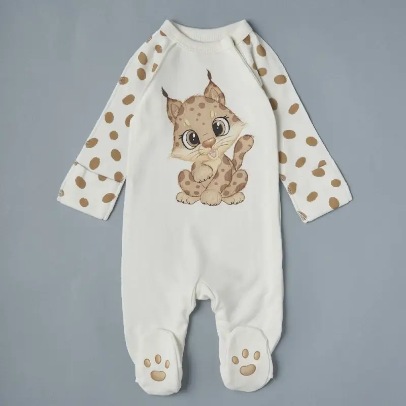 Комбинезон-асим на кнопках Little Star Рысенок крем 46