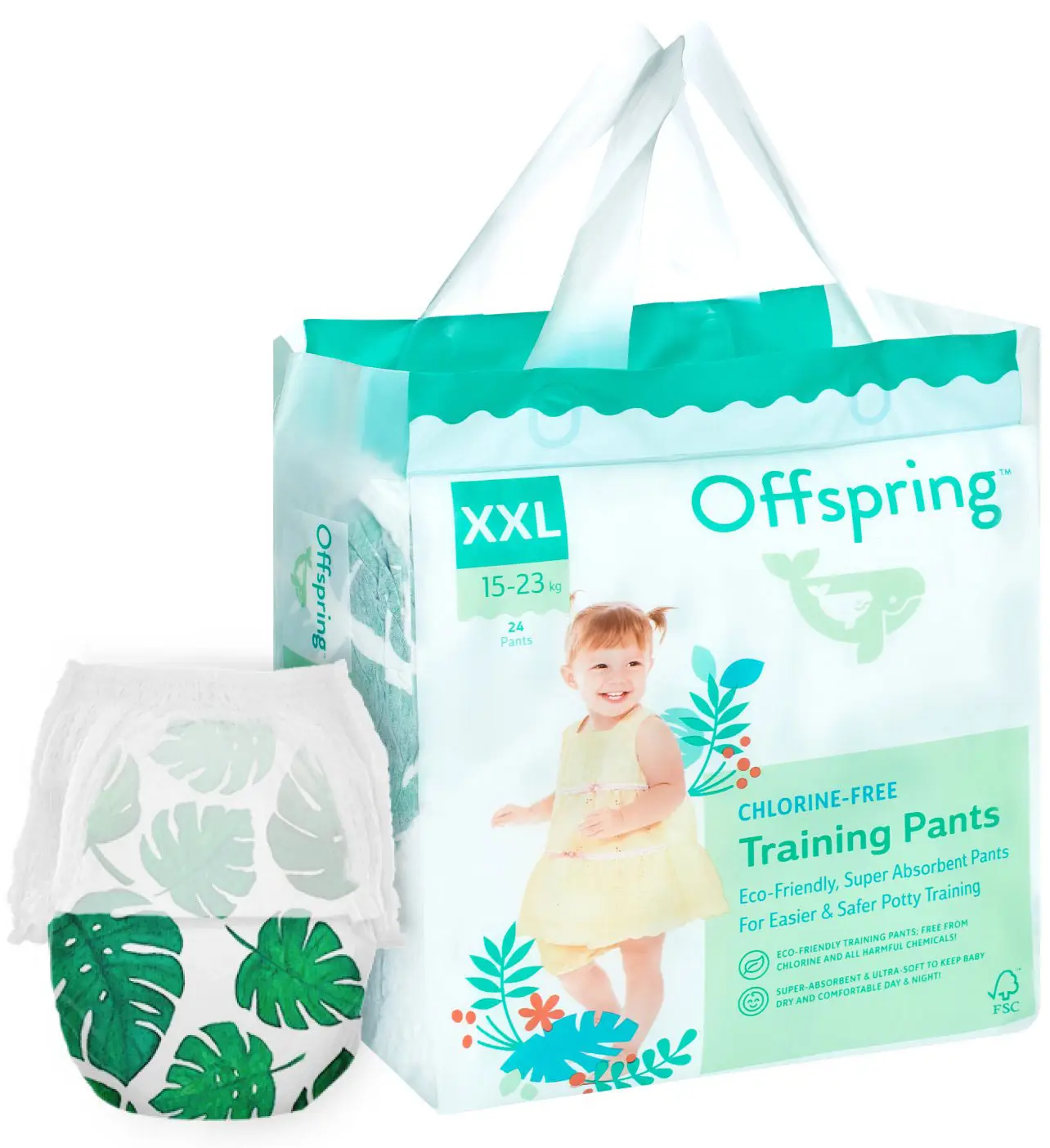 Подгузники-трусики Offspring Листочки XL 12-20 кг 30 штук