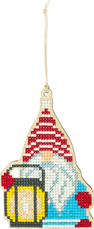 Кристальная мозаика Фрея подвеска Гномик с фонариком, 13x8 см