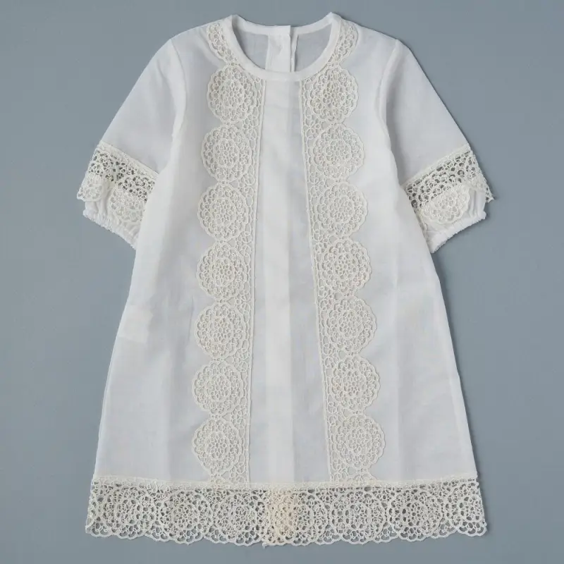 Крестильная рубашка Little Star Купонье хлопковая вуаль, шампань 62