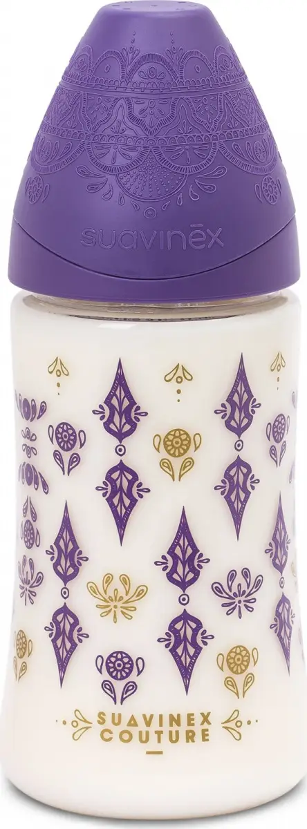 Бутылочка с силиконовой круглой соской Suavinex Haute Couture New 270 мл 0+ фиолетовый