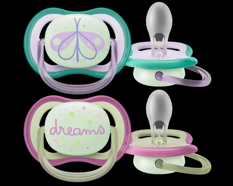 Пустышка силиконовая ночная Philips Avent Ultra Air SCF376/19 2шт 0+