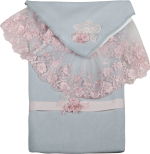 Фотография товара Комплект SaraBara Бардо конверт, уголок, шапочка, серый