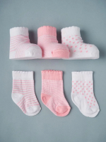 Фотография товара Носочки тонкие Little Star Ассорти полоски белый+розовый 3 пары 5-7см