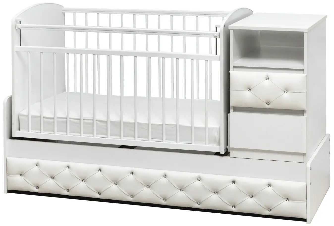 Кровать-трансформер Островок уюта Дива с маятником поперечным, экокожа, белый