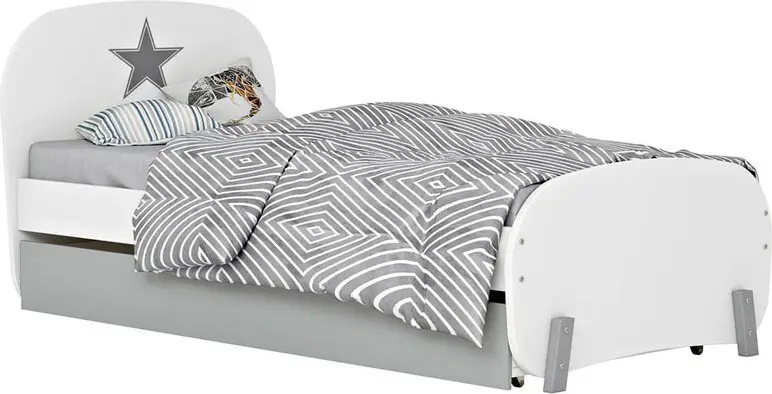 Кровать детская Polini kids Mirum 1915 c ящиком, белая/серая