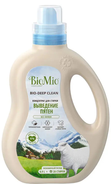 Гель для стирки деликатных тканей, концентрат, без запаха BioMio, 900 мл