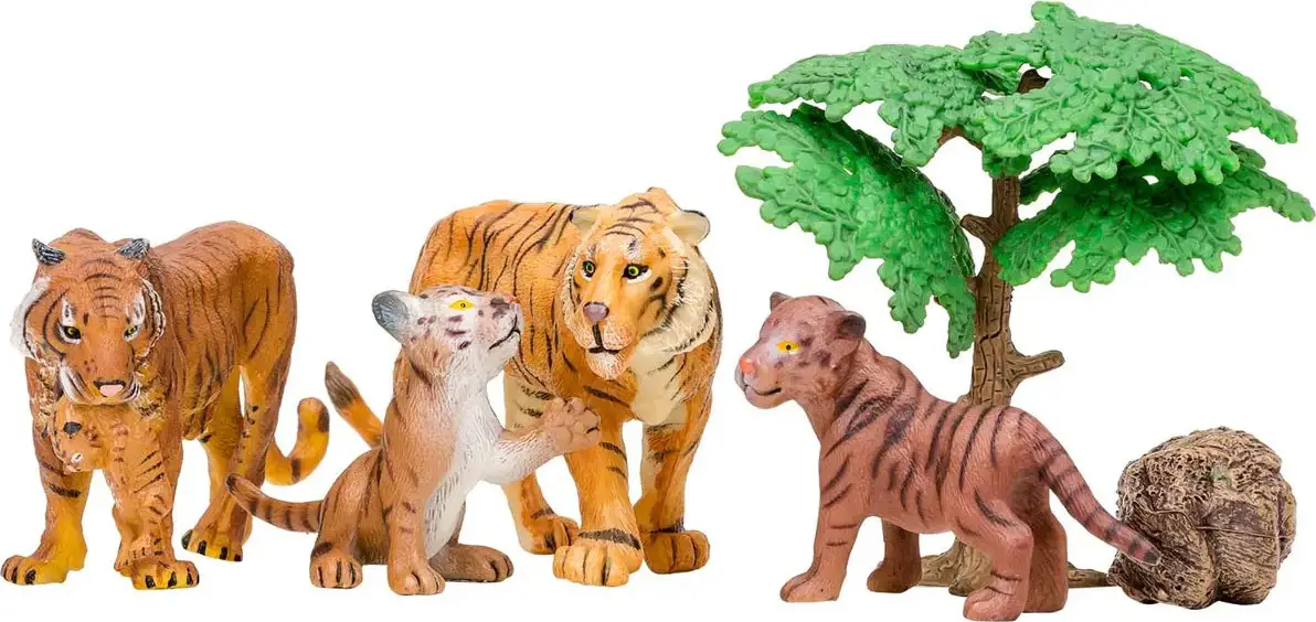 Набор фигурок животных Masai Mara серии Мир диких животных Семья тигров, 6 предметов
