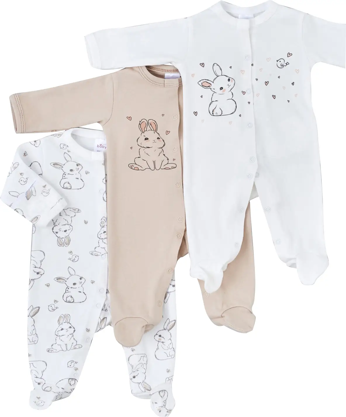 Набор комбинезонов Luxury Baby Зайчата, р. 62, 3 штуки