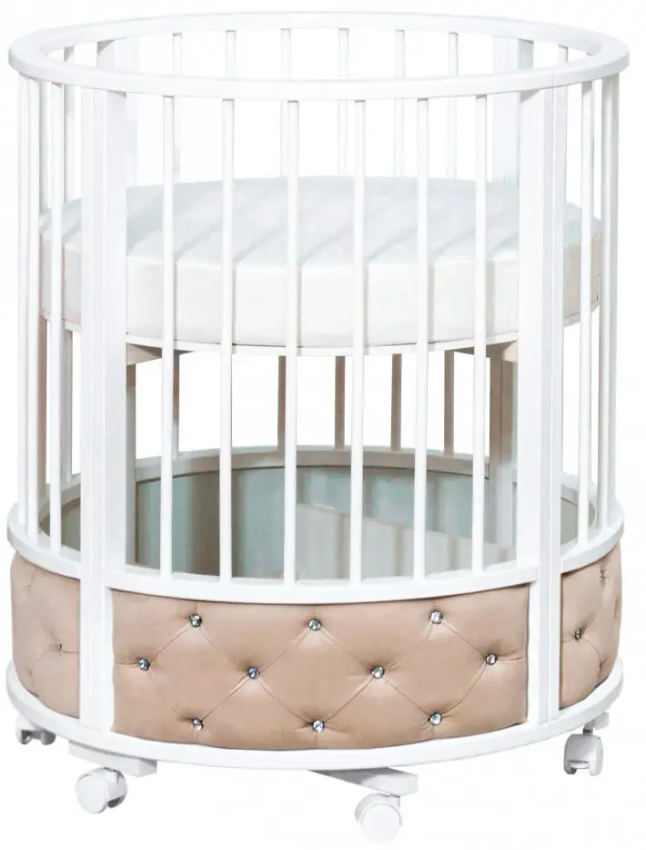 Кроватка детская Островок уюта EVA VIP капучино, велюр, белый