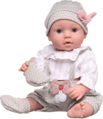 Фотография товара Пупс-кукла Junfa в бело-серой одежде в наборе с игровыми предметами, 40 см