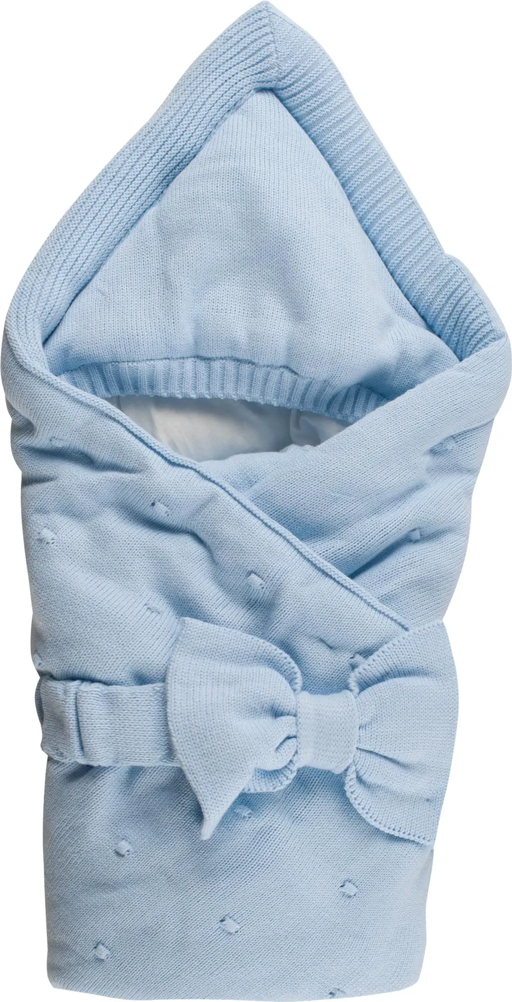Конверт вязаный с бантом Luxury Baby, голубой