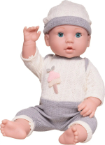 Фотография товара Пупс-кукла Junfa в бело-сером комбинезоне в наборе с игровыми предметами, 40 см