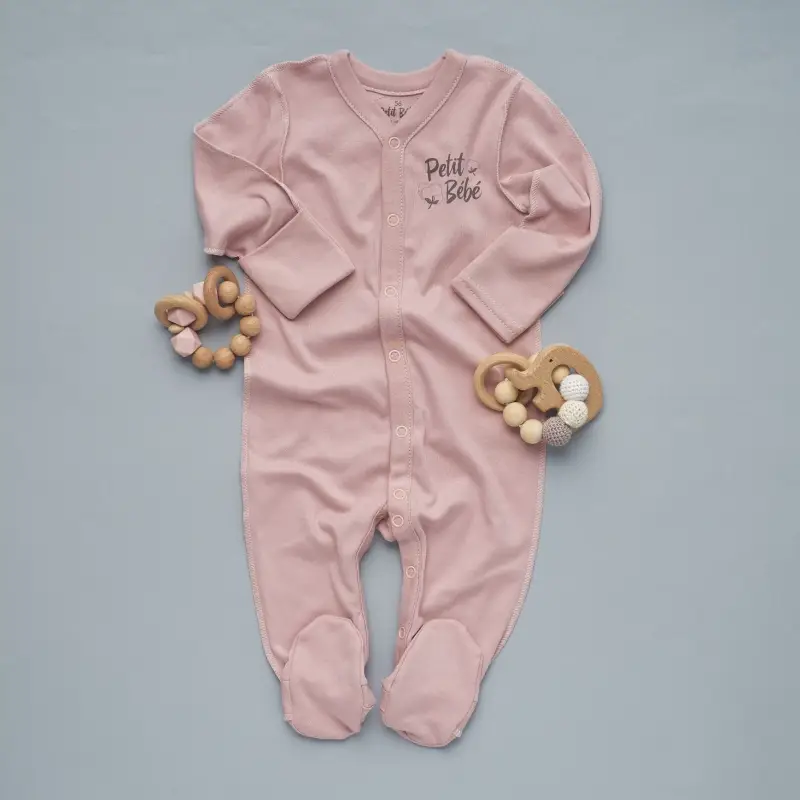 Комбинезон на кнопках Petit Bebe интерлок розовый 68-74