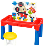Фотография товара Стол для игры с конструктором Pituso в комплекте с конструктором +1 табурет