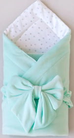 Фотография товара Одеяло на выписку "Конфетти" KiDi kids, 90х90 см, с бантом на резинке, демисезонное, мята