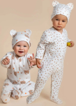 Фотография товара Комплект комбинезонов (слипов) детских с шапочкой Amarobaby Nature, горошек/леопарды, р.68-74