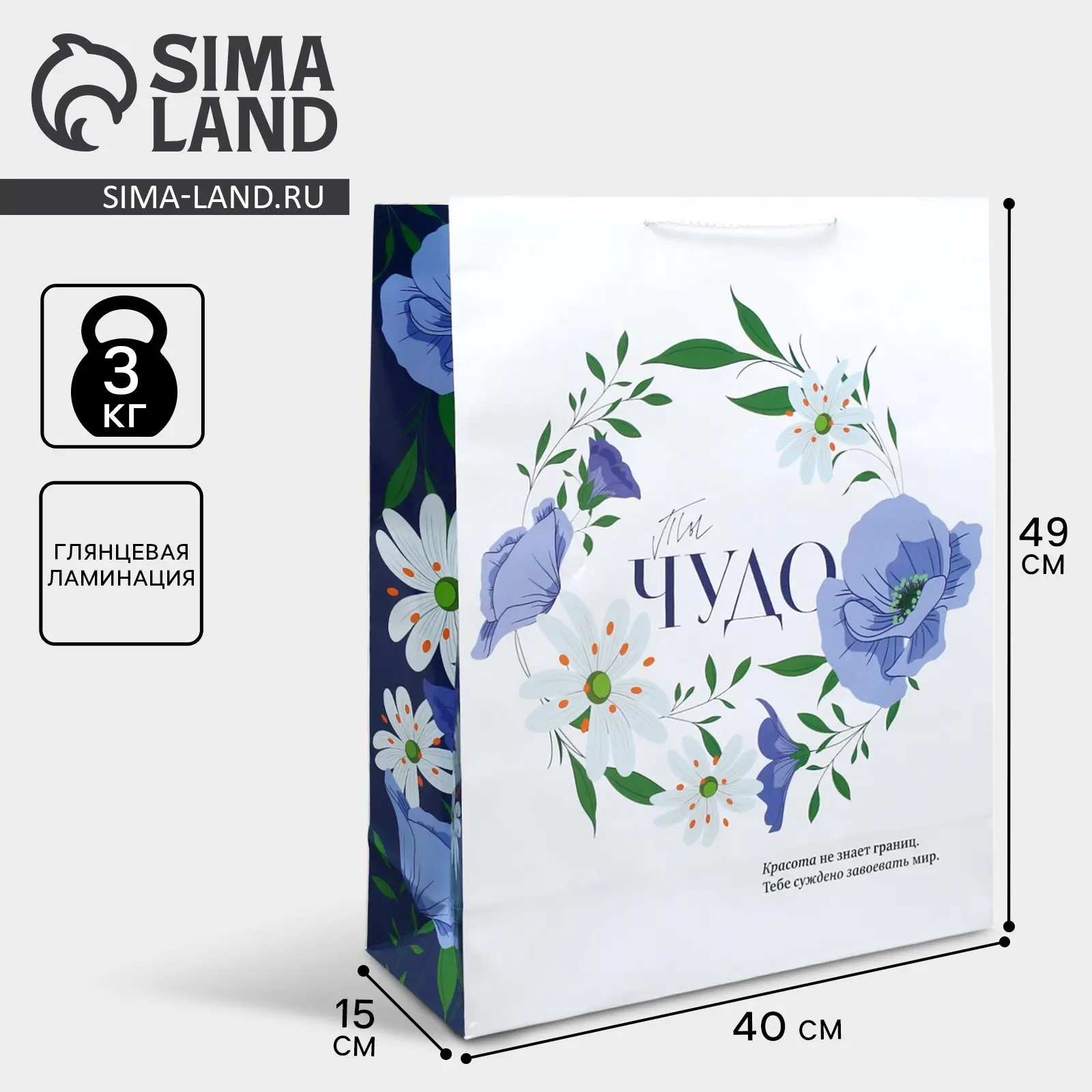 Пакет ламинированный Ты чудо, 49х40х15 см, 10084301