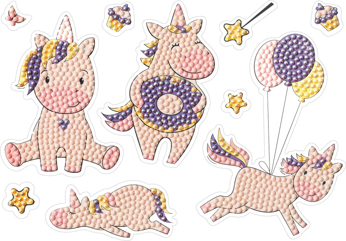 Кристальная мозаика Фрея наклейки Единороги, 14x19.5 см