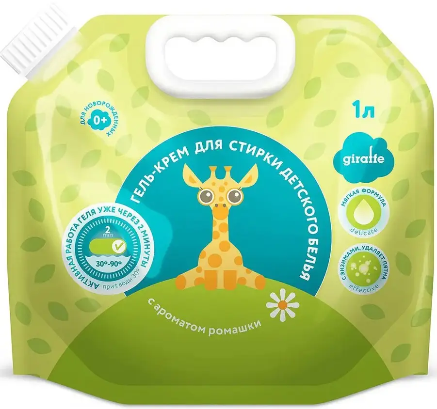 Гель-крем для стирки детского белья с ароматом ромашки Giraffe Lovular, 1 л