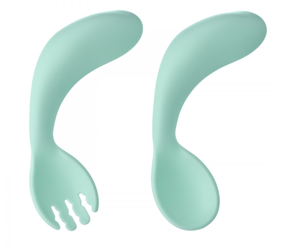 Фотография товара Набор столовых приборов для малышей, ложка и вилка, цвет мятный