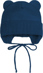 Фотография товара Шапка детская вязаная AmaroBaby Pure Love Bear демисезонная, с подкладом, размер 46-48, синяя