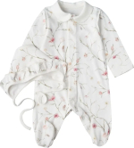 Фотография товара Комбинезон с чепчиком Цветочки на веточках  Little Star, р. 62, интерлок, цвет крем