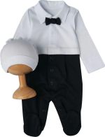 Фотография товара Комбинезон Джентльмен Little Star, р. 56, шапочка-котелок, интерлок, бело-чёрный