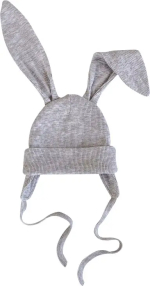 Фотография товара Шапочка- котелок Little Star Зайка с завязками, кашкорсе, серый меланж 36-38 см