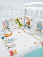 Комплект в кроватку 17 предметов AmaroBaby Happy Circus, голубой