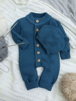 Комбинезон детский Amarobaby Pure Love с шапочкой, вязаный, джинс 56