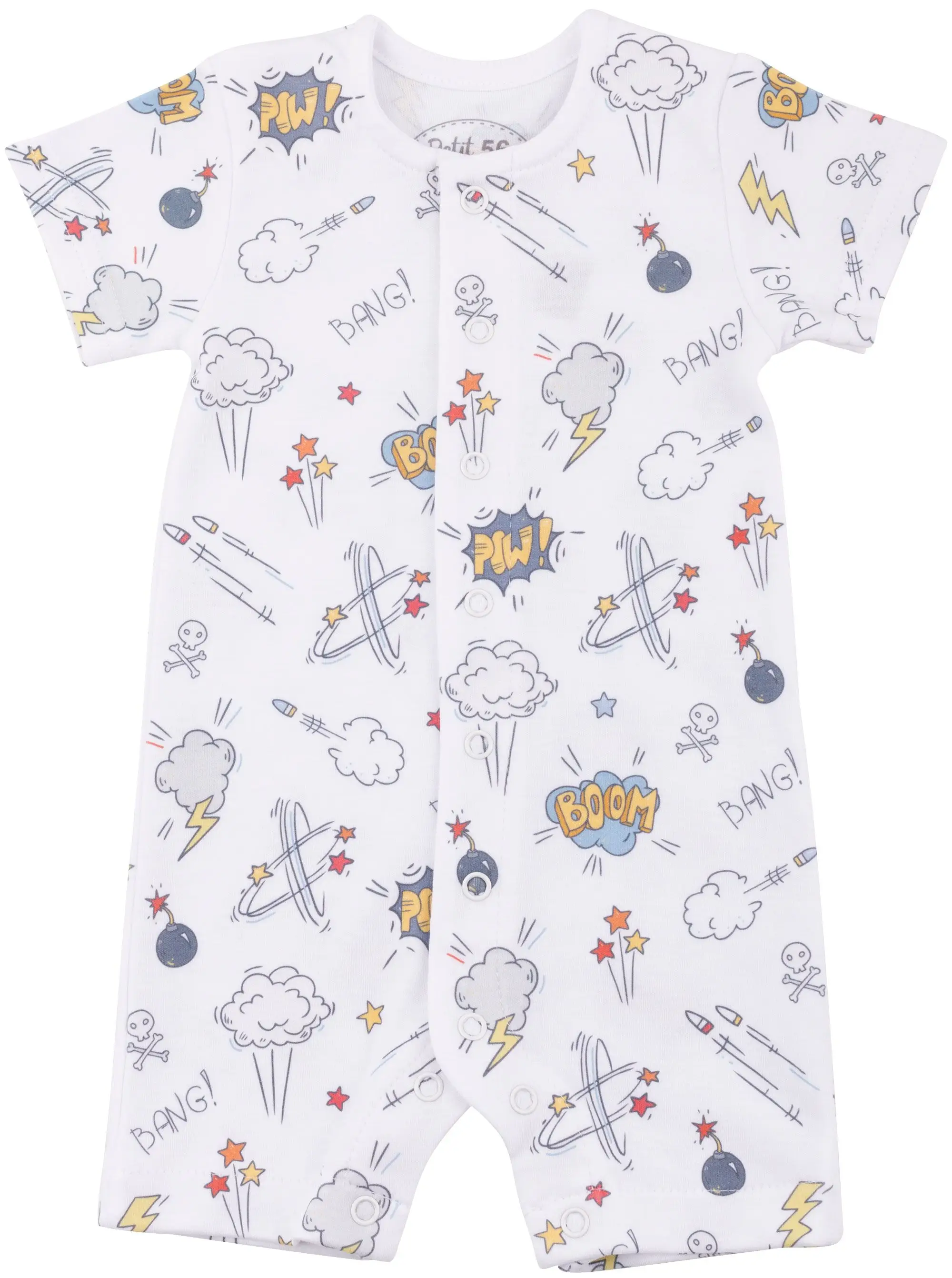 Песочник Petit Bébé Молнии и тучки интерлок белый 68