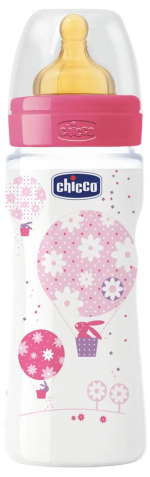 Фотография товара Бутылочка с латексной соской Chicco Well-Being Girl 330 мл от 4m+