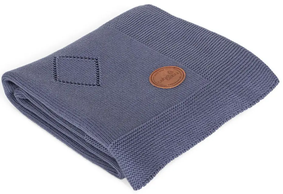 Плед Ceba Baby вязаный Diamonds navy blue
