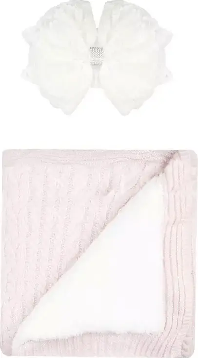 Плед утеплённый с уголоком, бант, р. 90x100 см, цвет пудра