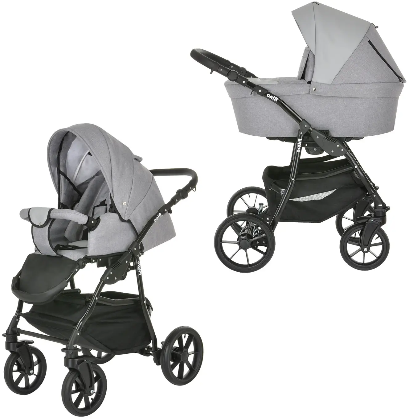 Коляска Pituso Nino (2 в 1) Silver Mountain, кожа Grey