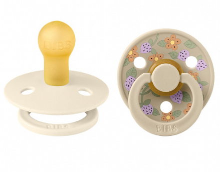 Фотография товара Набор пустышек латексных BIBS Liberty Colour, 2 шт. - Strawberries - Ivory Mix, 0+ мес.