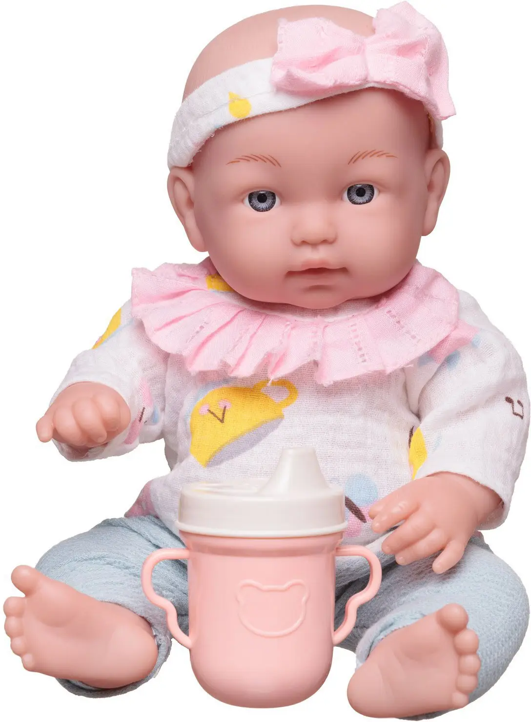 Пупс Junfa в кофточке и штанишках с поильником, 30 см
