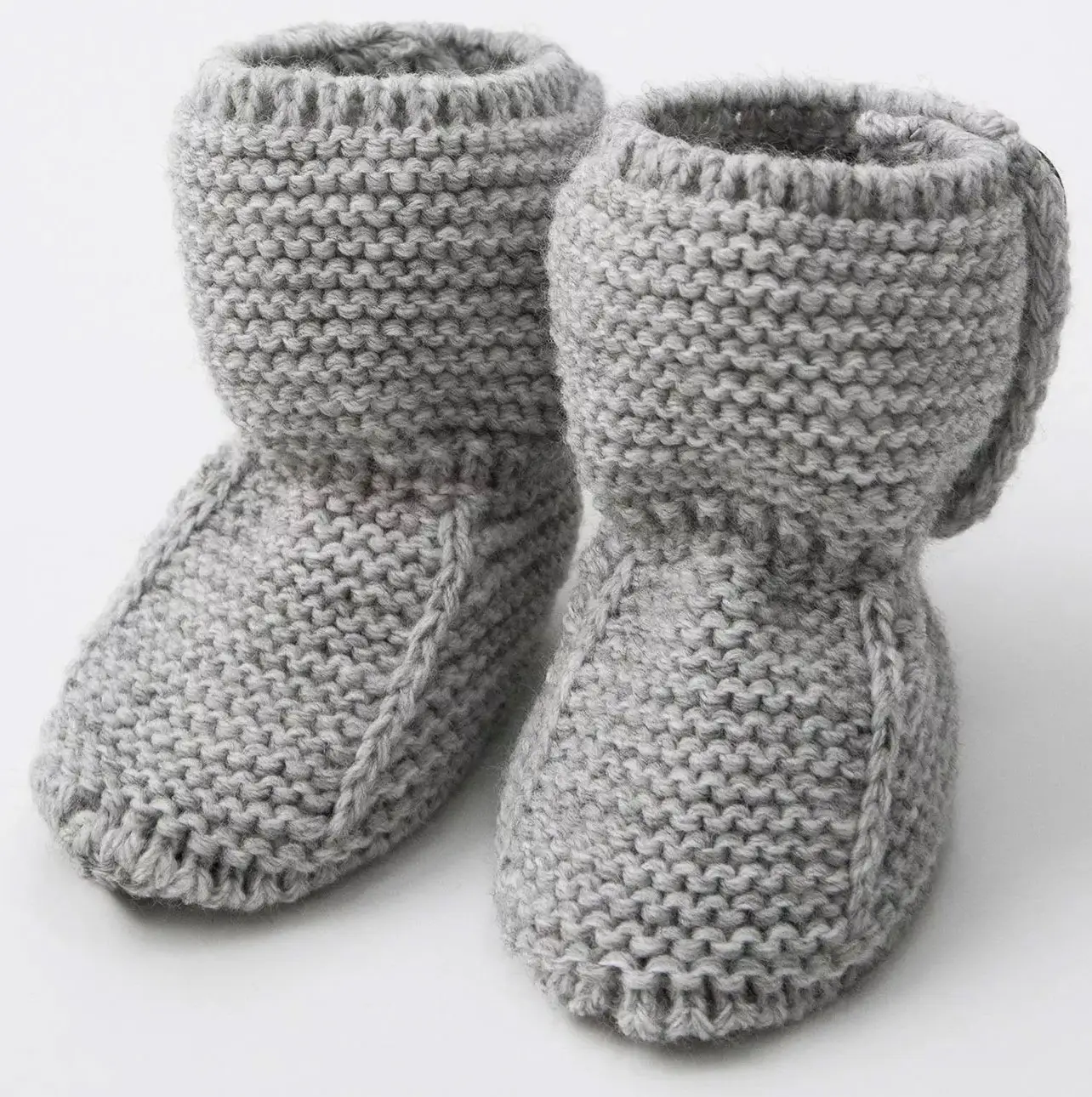 Пинетки детские AmaroBaby Pure Love полушерстяные,вязаные,серый 0-3 месяца