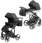 Коляска Junama Mirror Satin (2 в 1) чёрный, короб матовое серебро Коляска Junama Mirror Satin (2 в 1) чёрный, короб матовое серебро