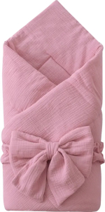 Фотография товара Одеяло-конверт на выписку Муслин №2 KiDi kids с бантом на резинке, 90х90 см, розовая пудра