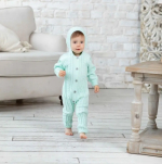 Комбинезон вязаный с капюшоном Little Star Араны мятный 74 Комбинезон вязаный с капюшоном Little Star Араны мятный 74