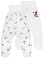 Фотография товара Комплект ползунков детских AmaroBaby Love, широкая резинка, белый, 2 штуки 56