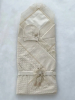 Комплект SaraBara Анхель конверт, уголок, шапочка, ванильный