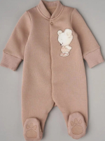 Комбинезон Little Star на кнопках из футера с начесом "Мишка Малыш", бежевый, р.68 Комбинезон Little Star на кнопках из футера с начесом "Мишка Малыш", бежевый, р.68