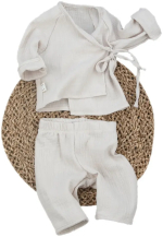 Фотография товара Комплект для новорожденного рубашечка+штанишки KiDi Kids, муслин, светло-бежевый, лето р. 16 рост 50-56 см