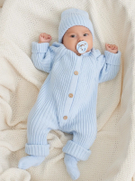 Вязаный комплект Luxury Baby лапша голубой 56-62